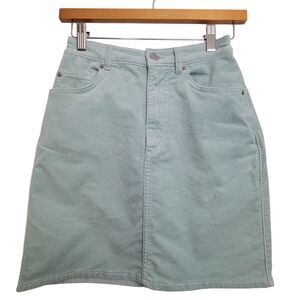 H&M Micro Velvet Feel Mint Skirt Size 2
